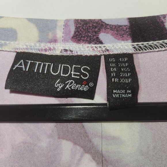 Attitudes By Renee Womens Floral Short Sleeve Dress 2XLP Purple 4037 - Picture 3 of 8